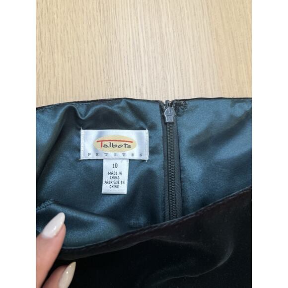 Vintage 80s Talbots Green Velvet Bow Baco Dress Size 10 Holiday Coquette 2404 - Picture 4 of 7